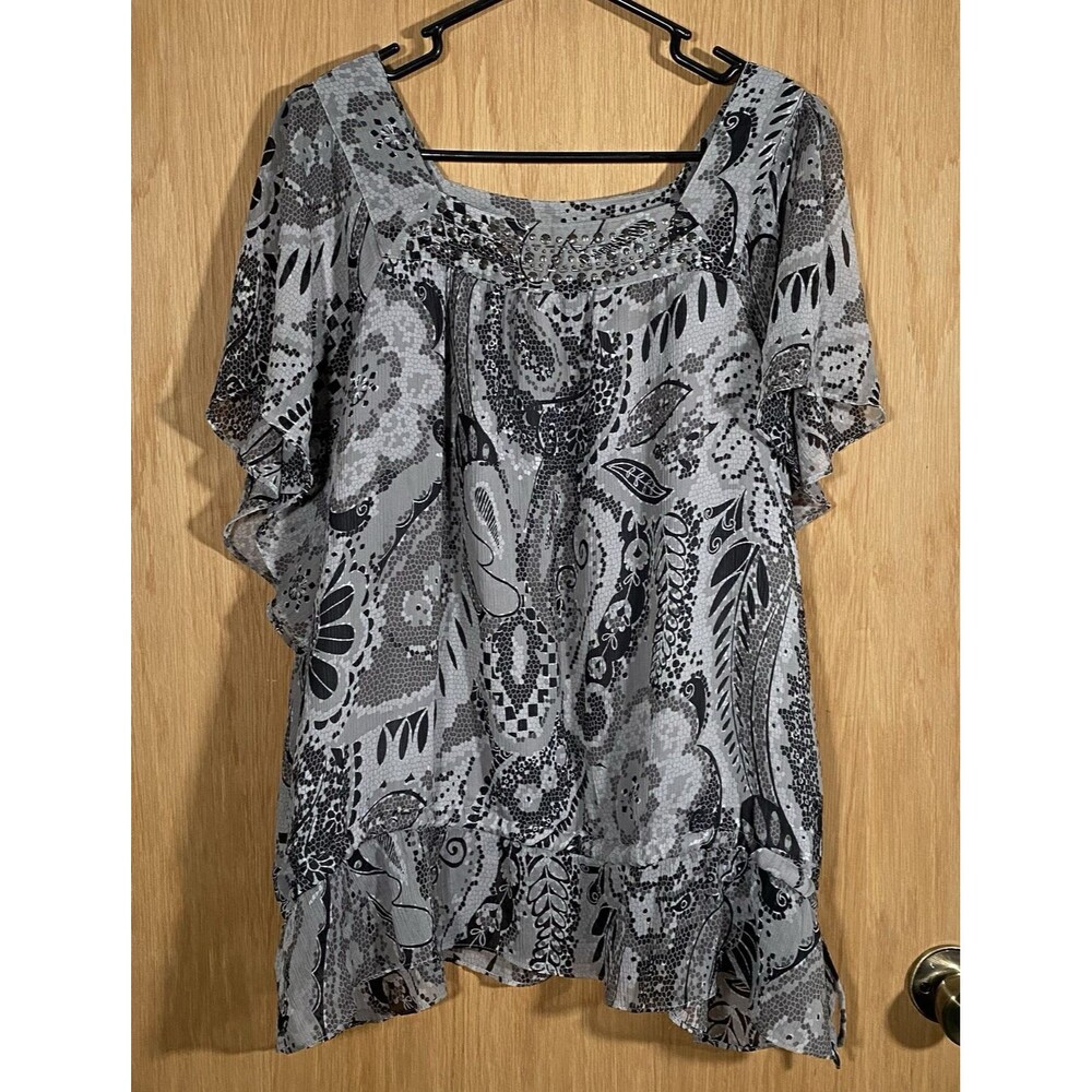Apt 9 Women's Plus Sz 2X Top WhimsiGoth FairyGrunge Paisley Romantic Career